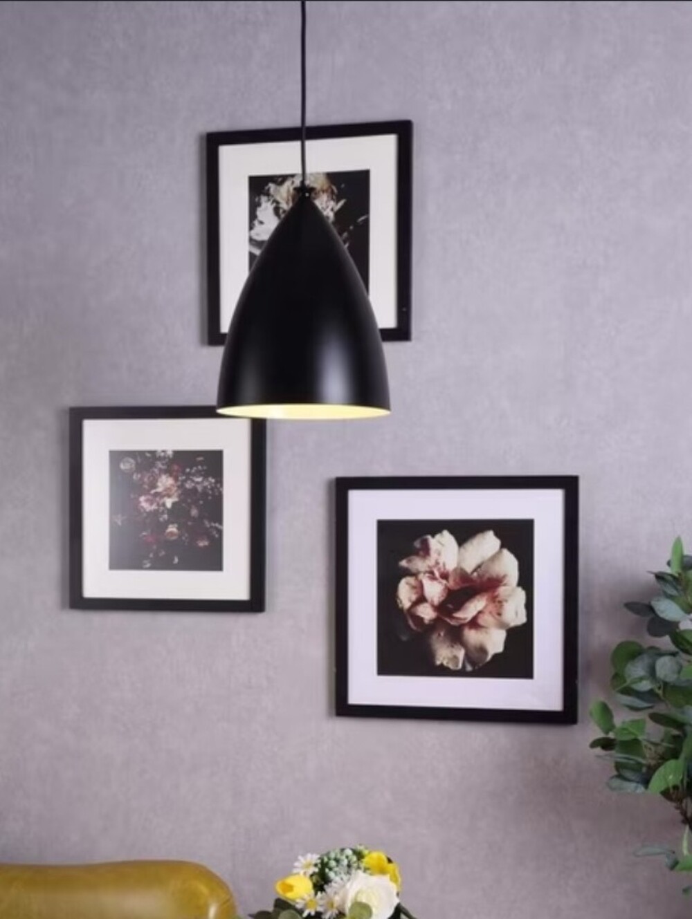 NIB Elegant Lighting Kenneth Hang Modern Black Pendant D 9.1" LD2409BK